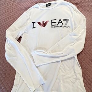 EA7 Emporio Armani long sleeve white color front side logo t-shirt.